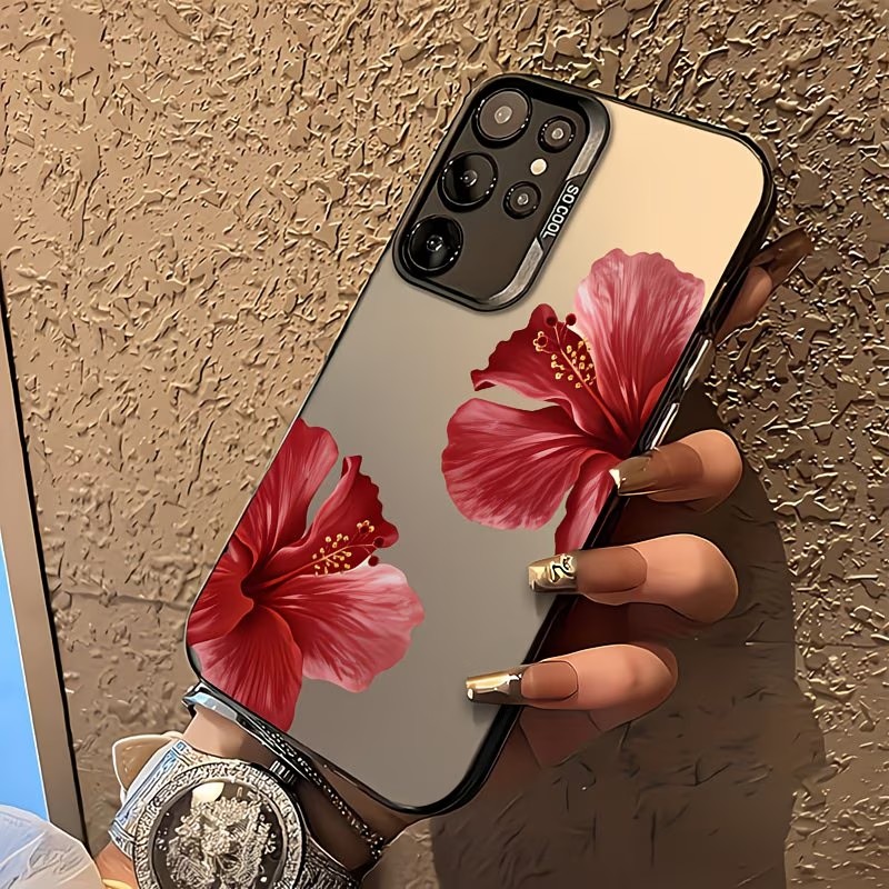Gradient Color Case - Telefoonhoesje met rood hibiscus bloemenpatroon voor