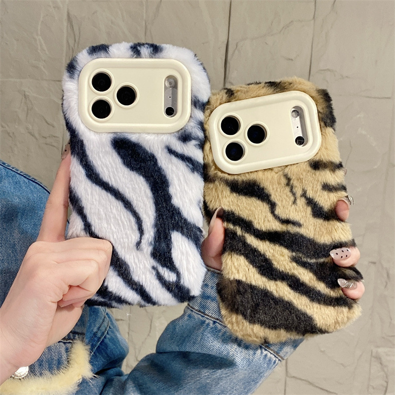 Phone Cases For Iphone 13 - Luxe zebra-patroon pluche telefoonhoesje voor iPhone