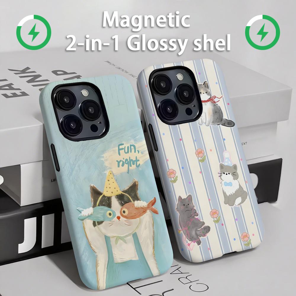 Phone Cases For Iphone 13 - Leuke katten en honden Telefoonhoesje Magnetisch