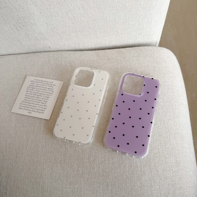 Phone Cases Korea - Koreaanse witte & paarse polkadot telefoonhoesje