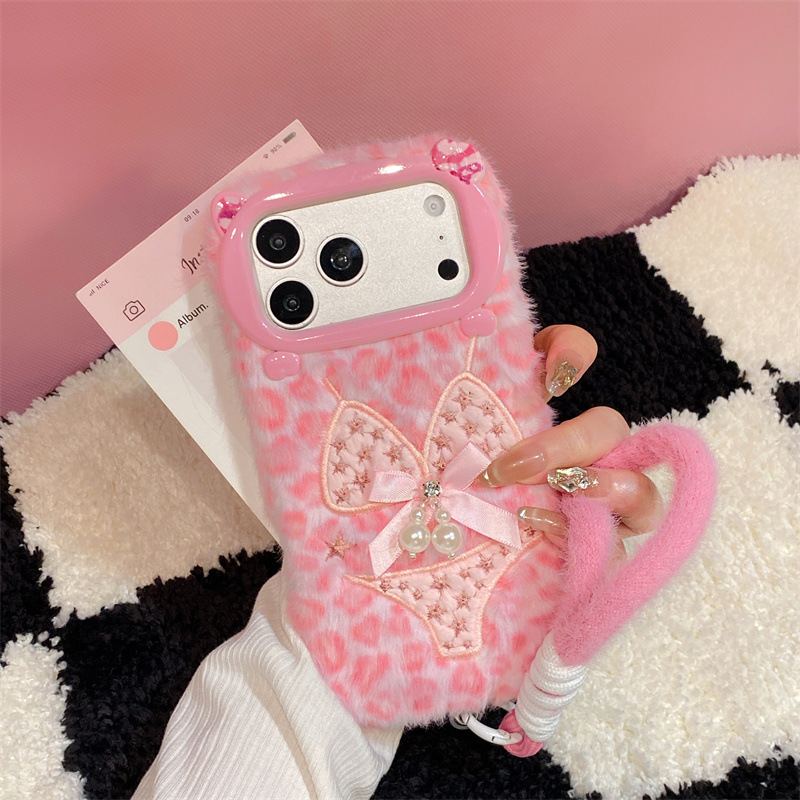 Phone Cases For Iphone 13 - Luxe luipaardprint bikini patroon pluche telefoonhoesje