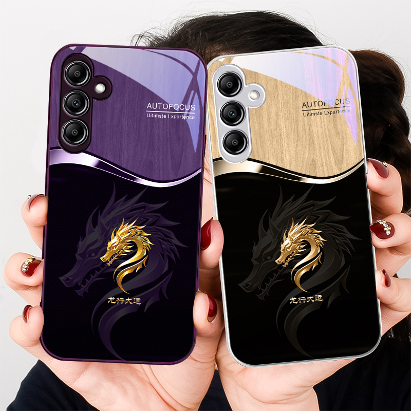 Gradient Color Case - Goudkleurige drakenprint telefoonhoesje voor Samsung A20