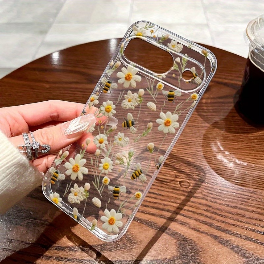 Phone Cases Pixel 10 Pro - Schattig honingbij-bloemenpatroon zachte transparante telefoonhoes voor