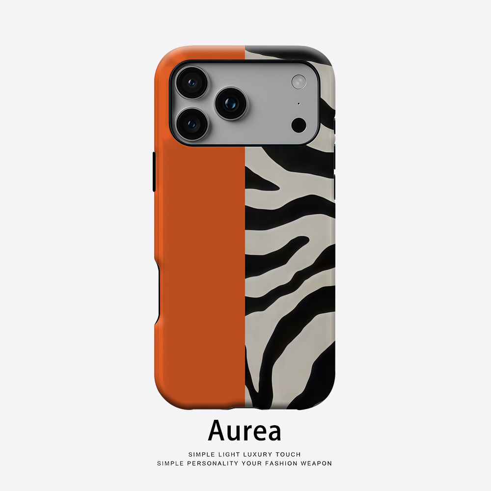 Phone Cases Zebra - Oranje Zwart Zebra Kleurblok Telefoonhoesje voor