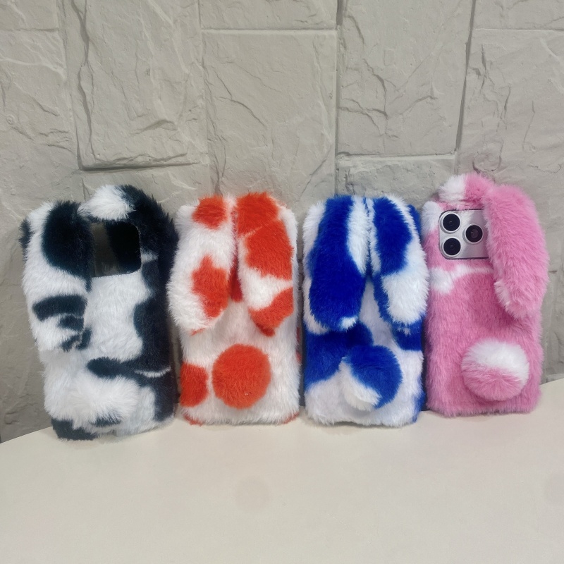 Phone Cases For Iphone 13 - Schattige konijnenprint pluche telefoonhoesjes voor iPhone
