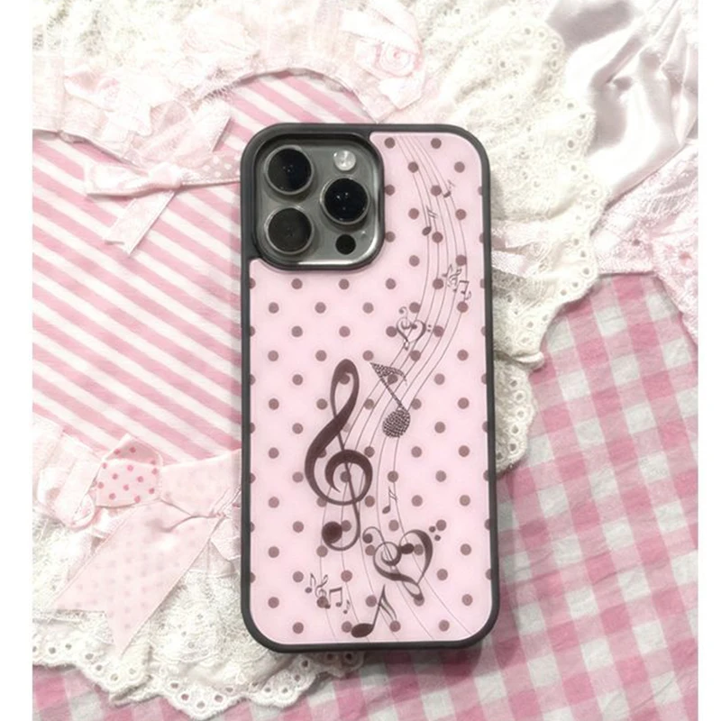 Koreaanse roze bruine polkadot - Phone Cases Korea recensie en prijs