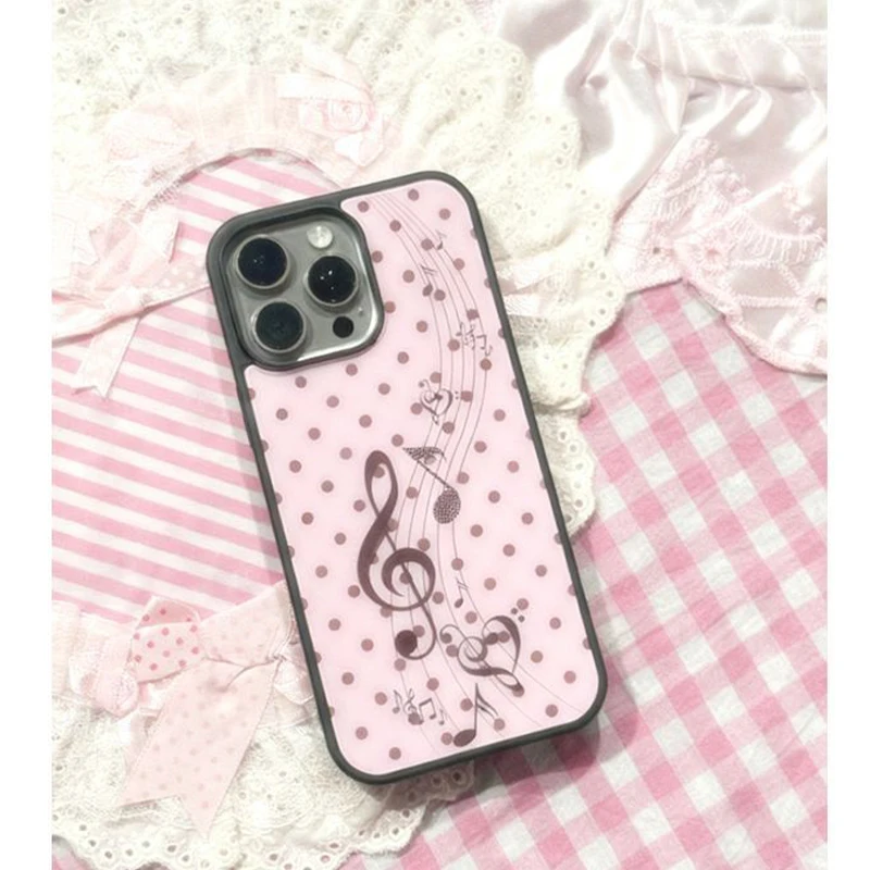 Koreaanse roze bruine polkadot - Phone Cases Korea recensie en prijs