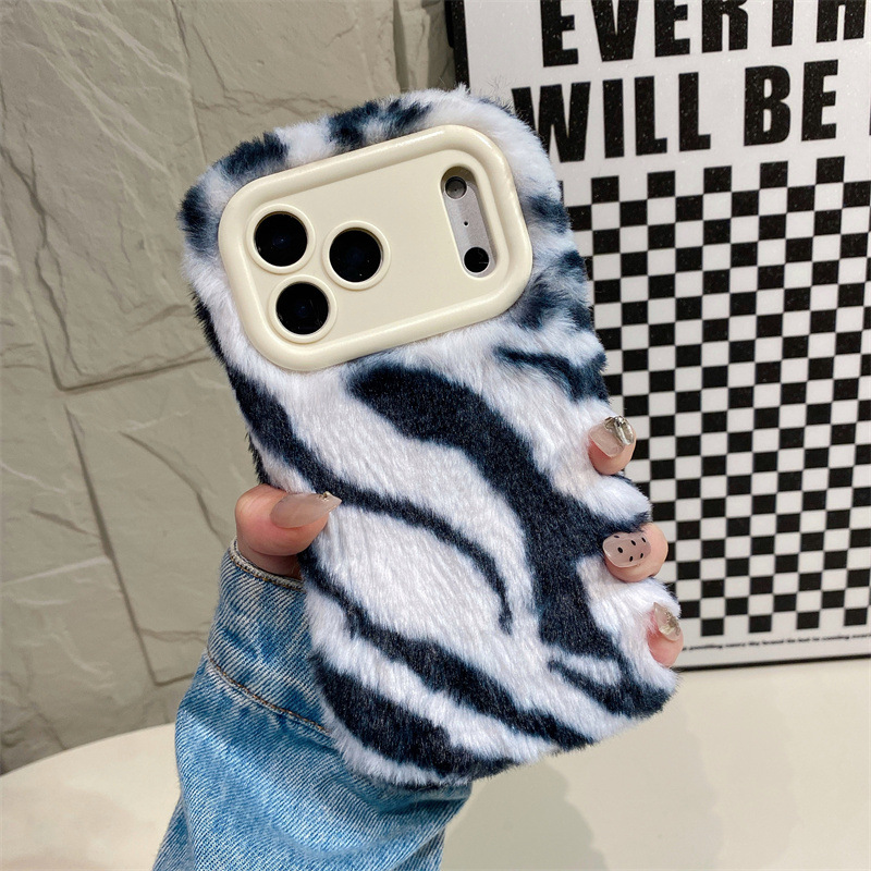 Luxe zebra-patroon pluche tele - Phone Cases For Iphone 13 recensie en prijs
