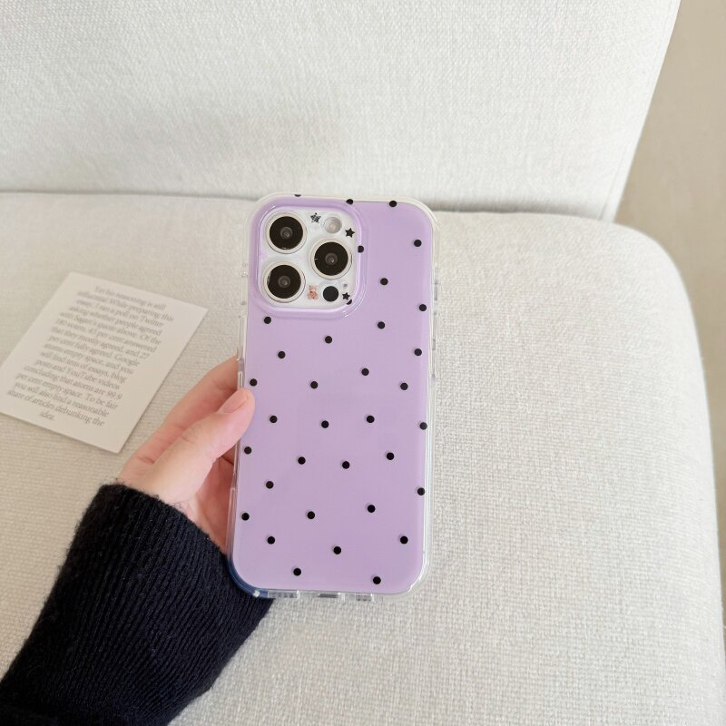 Koreaanse witte & paarse polka - Phone Cases Korea recensie en prijs